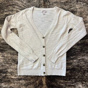Women’s Arizona Jeans White Cardigan Tortoise Button Long Sleeve Shirt, Size M